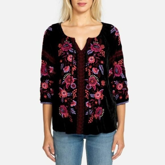 *SOLD* Johnny Was Marcella Velvet Blouse NWOT • Small - Picture 3 of 5